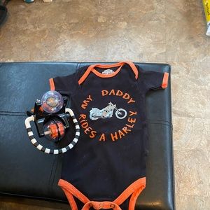 9-12months Harley Davison’s onesie and baby toy